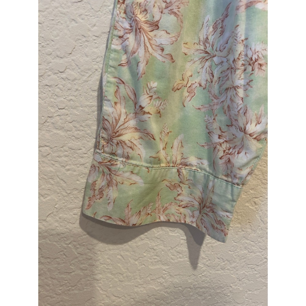 Papinelle Pajama Set Sz M Green Floral Cotton Button Up Crop Cottagecore Garden - Picture 10 of 12